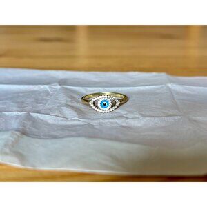 Reclaimed with Love Blue Evil Eye Gold Ring